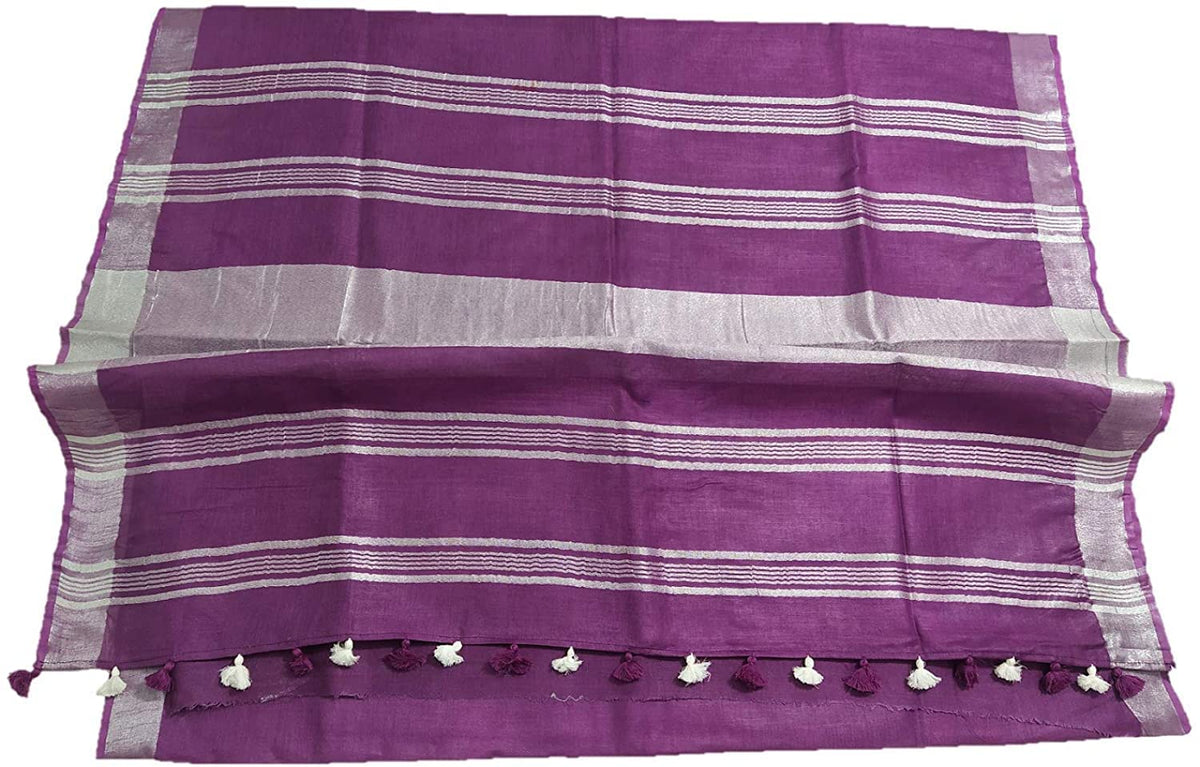 Vasthrlay Purple Cotton Traditional Saree for festive ethnic occasions