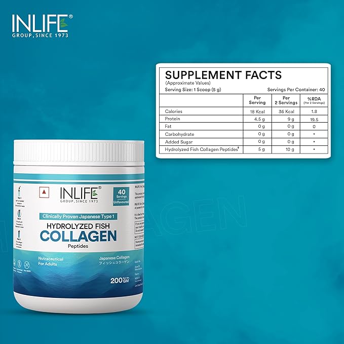 Inlife Hydrolyzed Fish Collagen Peptides Powder - PUSHMYCART