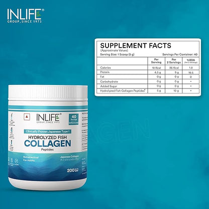 Inlife Hydrolyzed Fish Collagen Peptides Powder - PUSHMYCART