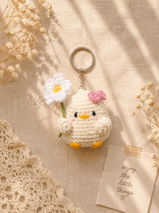 Cute Crochet Chick Keychain - image 1