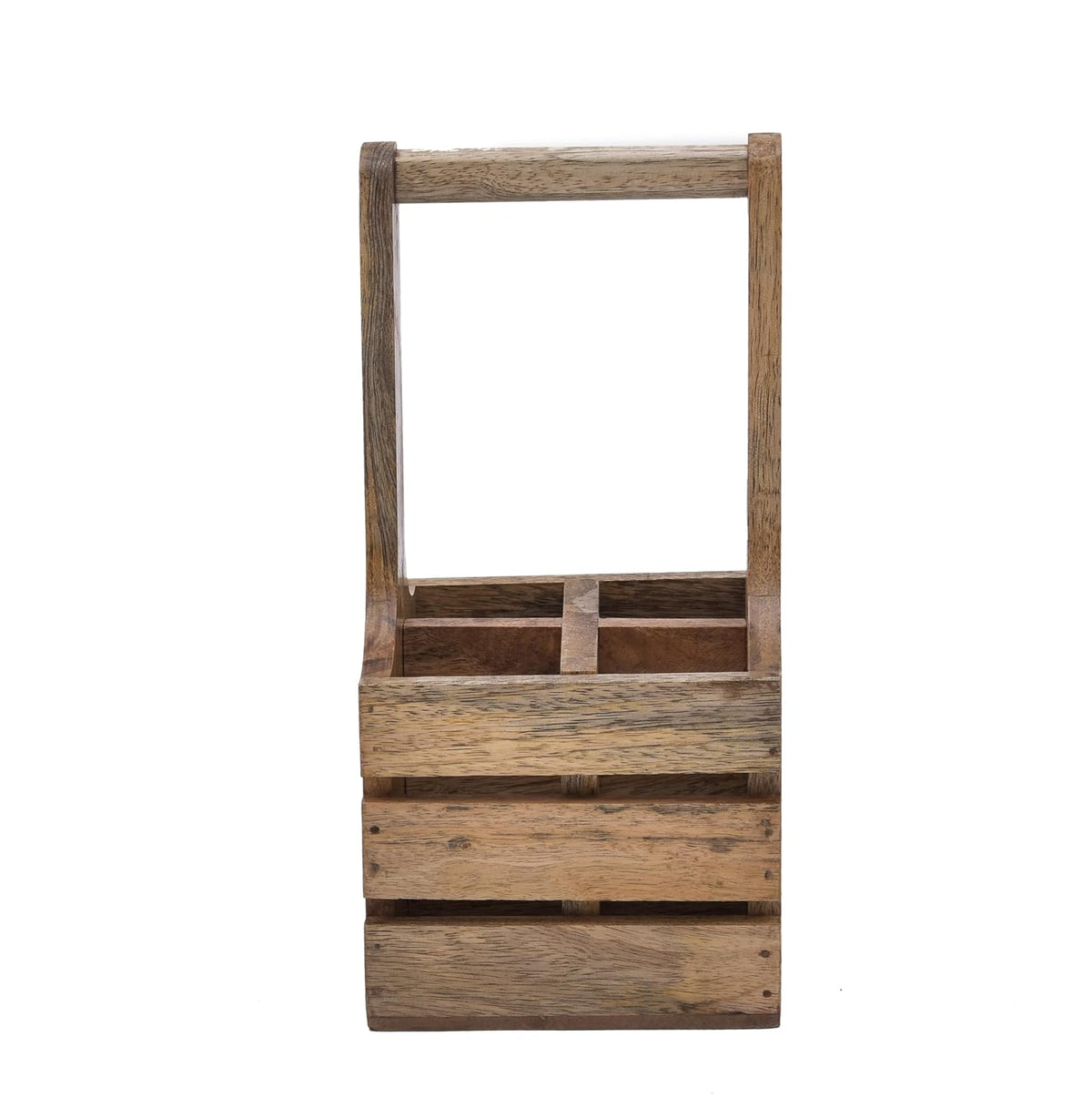 Sanjeev Kapoor Mango Wood Cutlery Organizer Stand with Handle 4 Compartment
