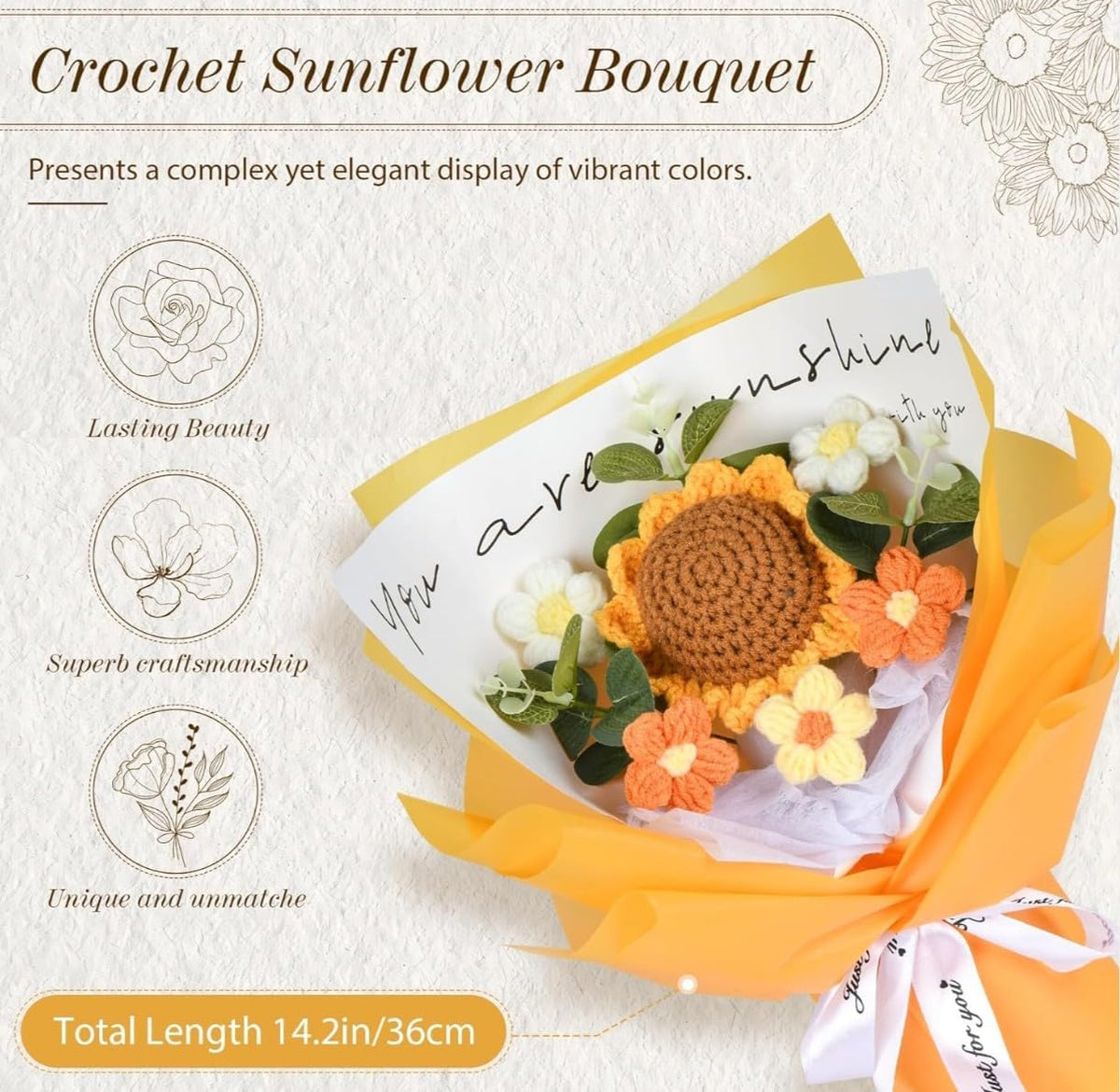 Premium Handmade Crochet Flower Bouquet - image 2