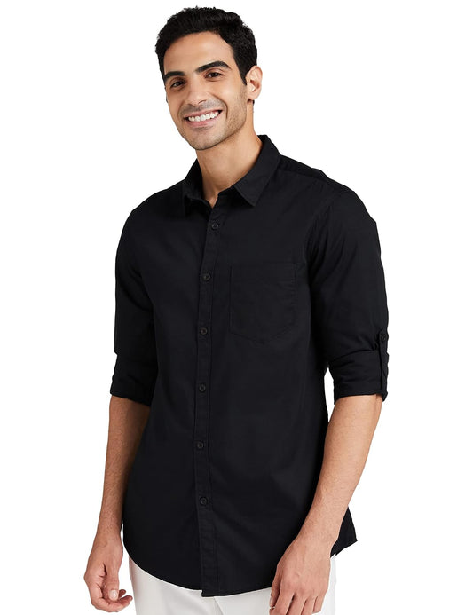 Symbol Mens Black Cotton Full Sleeve Shirt Ayyappa Vratham Collection