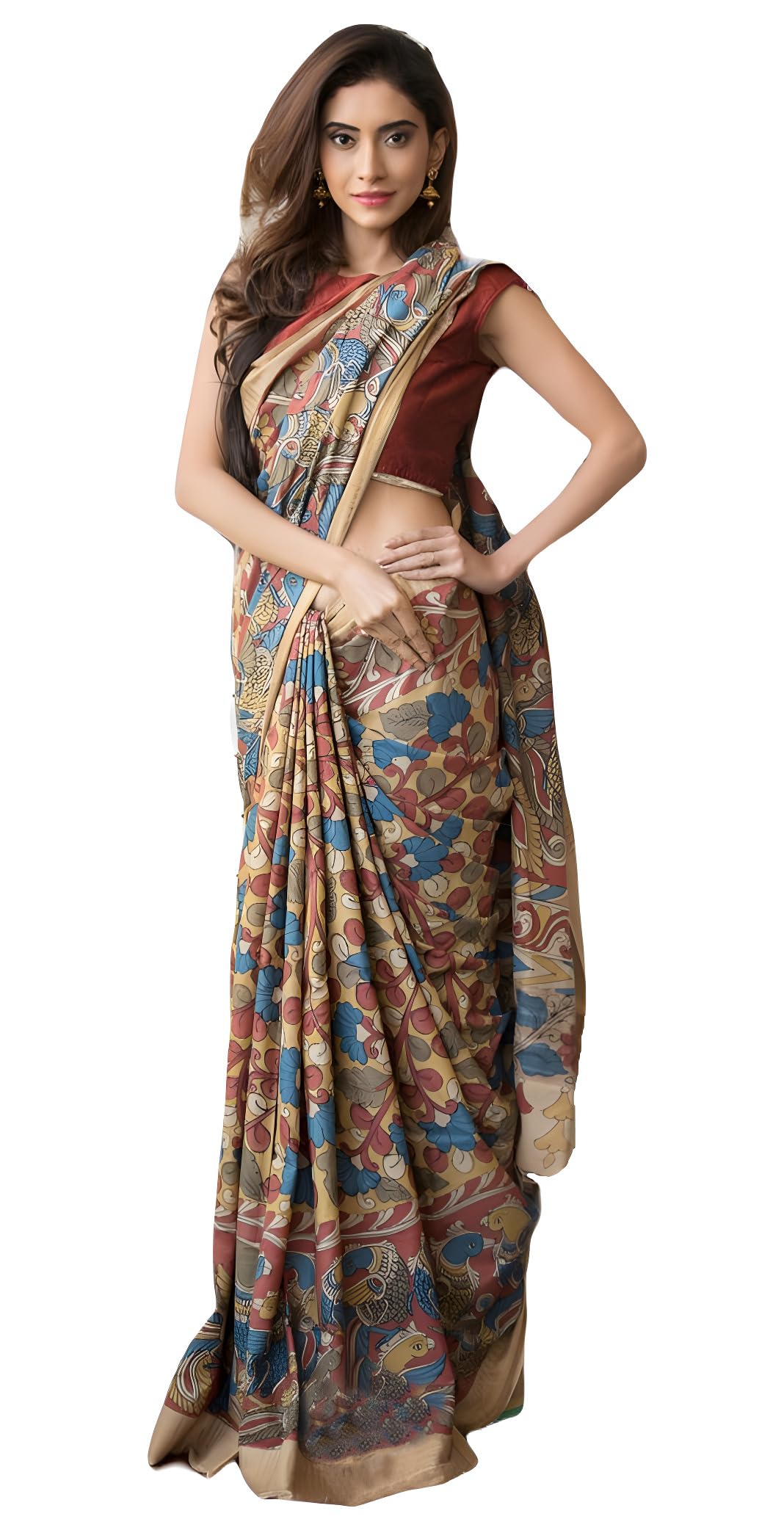 Vasthrlay White Ethnic Printed Saree for festive ethnic occasions