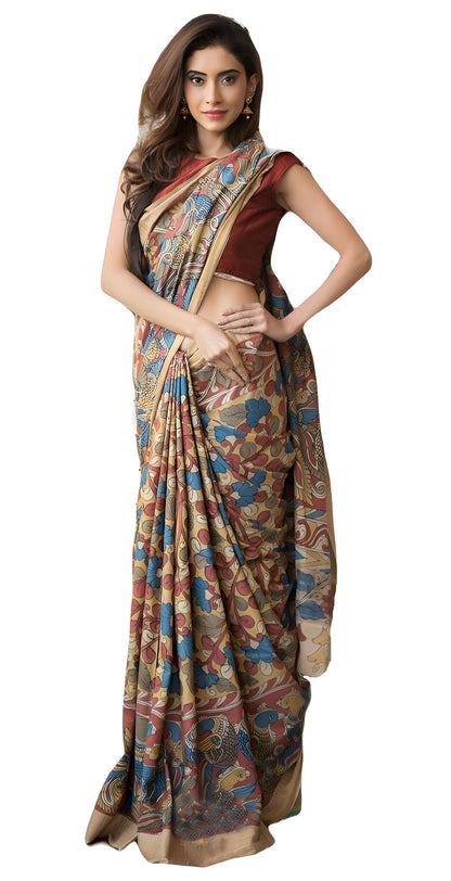 Vasthrlay White Ethnic Printed Saree for festive ethnic occasions