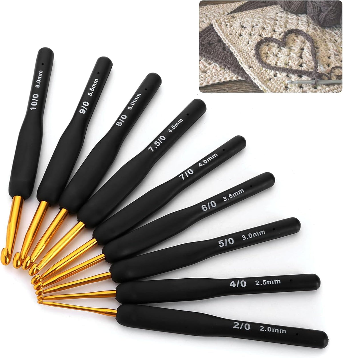 Black Gold Crochet Hooks Needles for Arthritic Hands, Crochet Hook Set Ergonomic Soft - image 1
