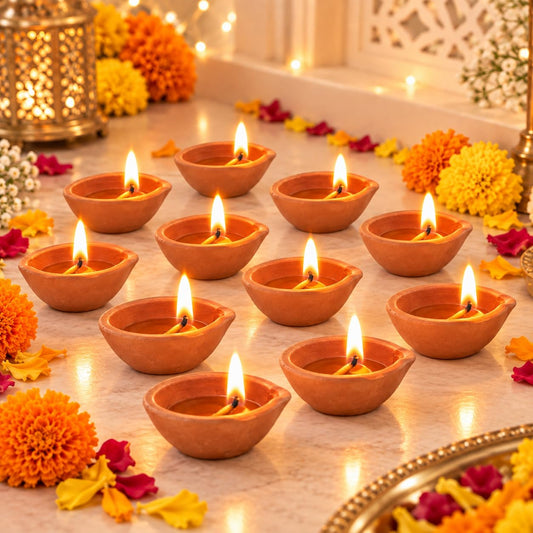 DIVAYANSHI Handmade Natural Clay Mitti Ke Diye for Diwali and Pooja