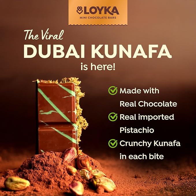 Loyka Dubai Pistachio Kunafa Chocolate Bar