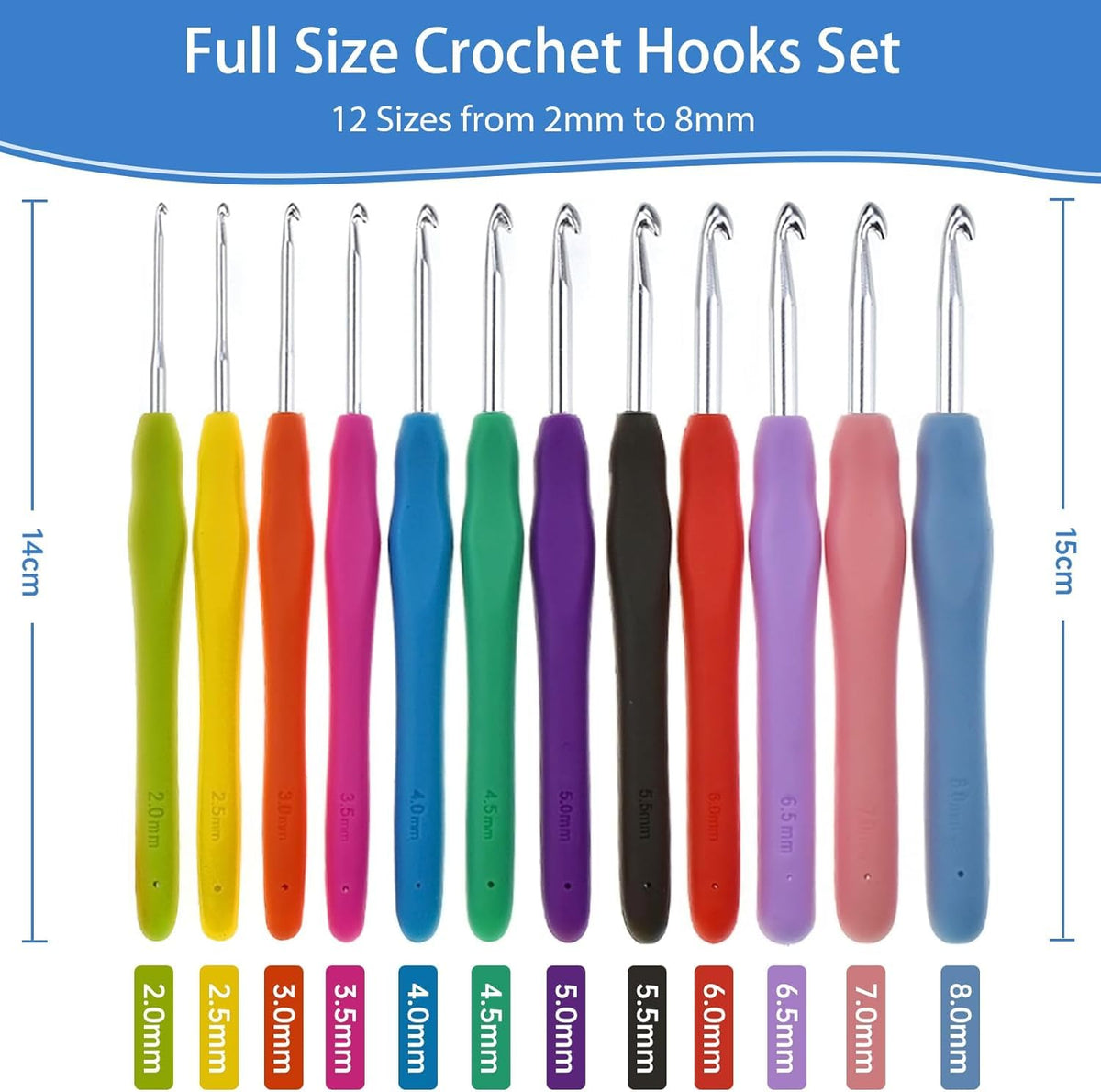 Crochet Hooks Set, 41 Pcs Full Size, Ergonomic Soft Grip Rubber Handles - image 2