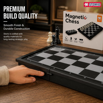 Storio Magnetic Chess Board Set with Folding Travel Storage Case