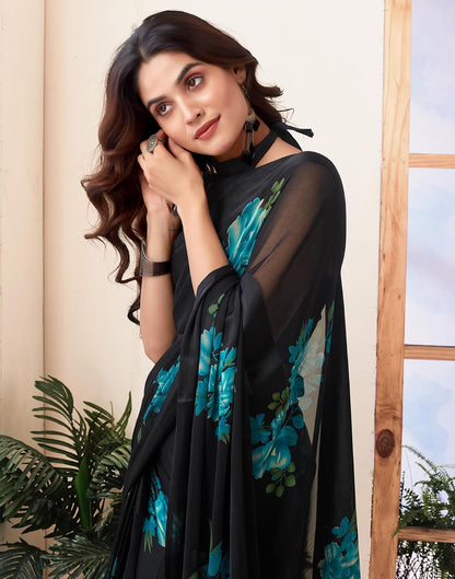 Vasthrlay Black Sequence saree for ceremony and occasion wear