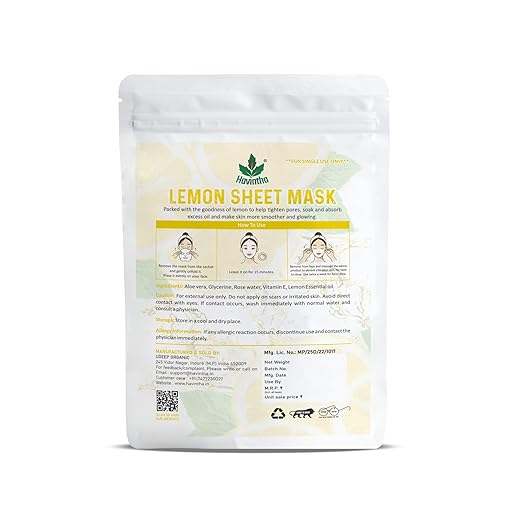 Havintha - Lemon Face Sheet Mask for Glowing Skin - PUSHMYCART