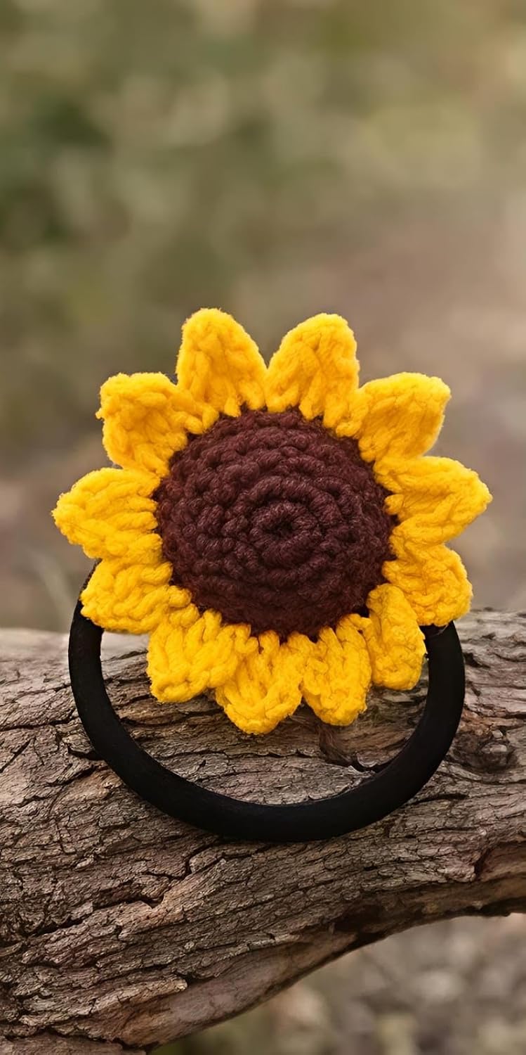 Handmade Crochet Sunflower Hair Rubber - image 3