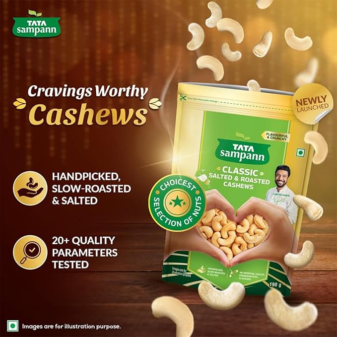 Tata Sampann Classic Salted & Roasted Cashews/Kaju - PUSHMYCART