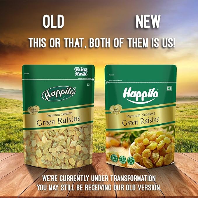 Happilo Dried Seedless Green Raisins Value Pack Pouch - PUSHMYCART
