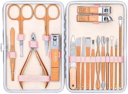Beaute Secrets Manicure Kit 18 Piece Pedicure Tools for Feet and Nails Rose Gold - image 1