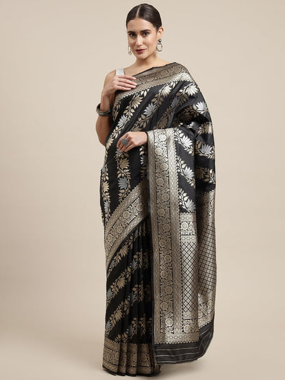 Vasthrlay Silver Traditional Saree with elegant banarasi styling