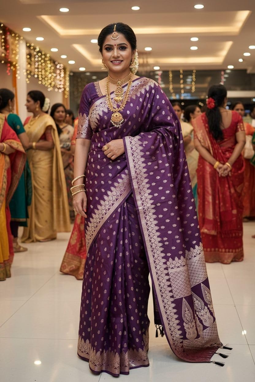 Vasthrlay Banarasi Classic Saree with decorative Weaving design