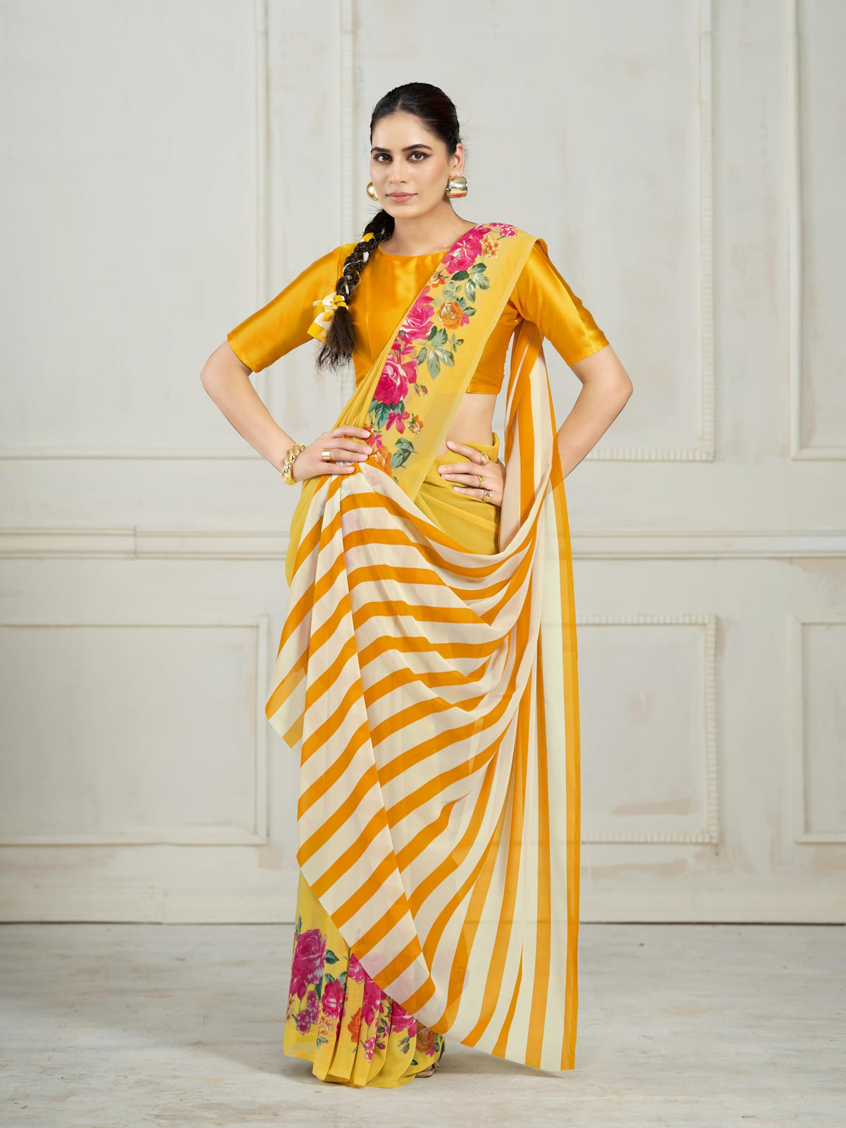 Vasthrlay Georgette Classic Saree with decorative traditional design