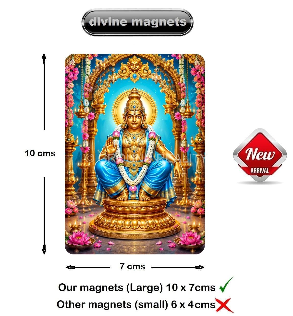 Lady Hawk Ayyappan Picture Fridge Magnet G545B 10 x 7 cm
