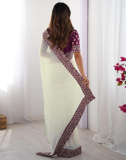 Vasthrlay Sequence saree design in Off White traditional style