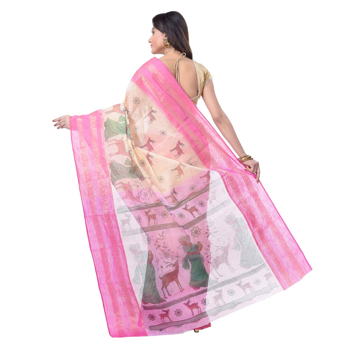 Vasthrlay Ethnic Off White Saree with decorative Traditional design