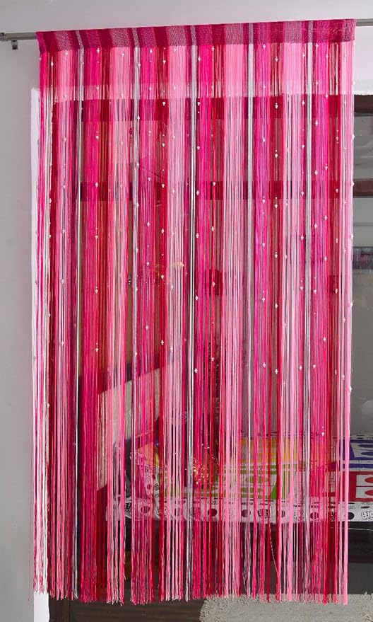 Polyester Solid Pattern Beautiful Threads String Door Curtain - PUSHMYCART