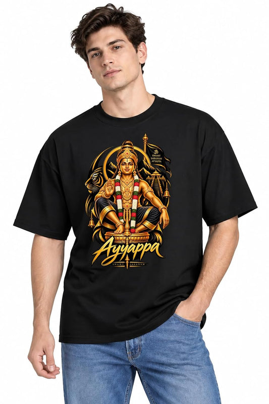 Black Seated Ayyappa Swamy T Shirt Ayyappa Vratham Collection