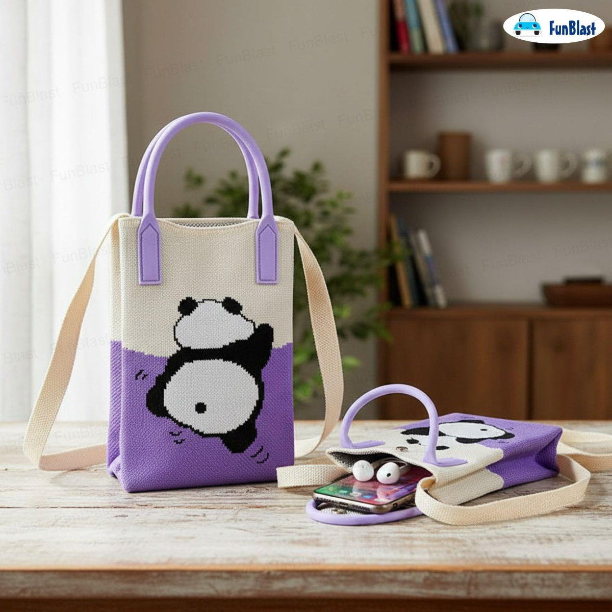 FunBlast Crossbody Mobile Sling Bag Rolling Panda Print