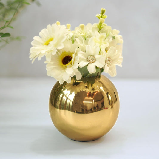 Behoma Metal Ball Round Vase for Home Decor Gold