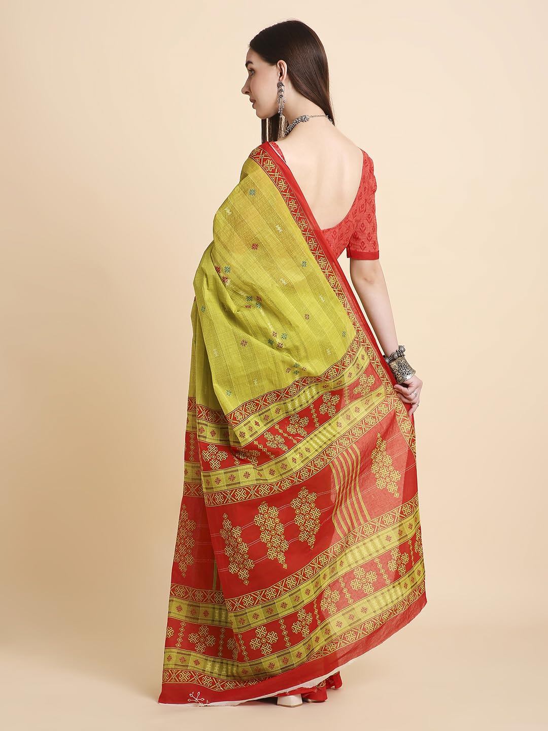 Vasthrlay Brown Saree with elegant cotton and printed styling