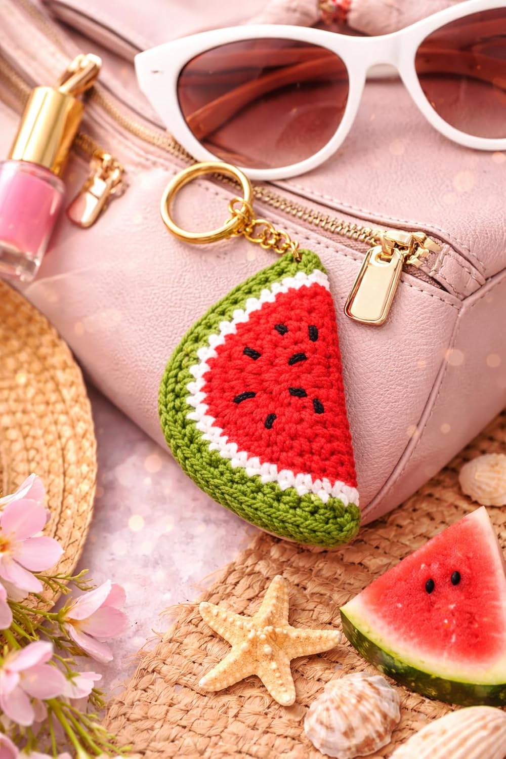 Handmade Crochet Watermelon Keychain - image 5