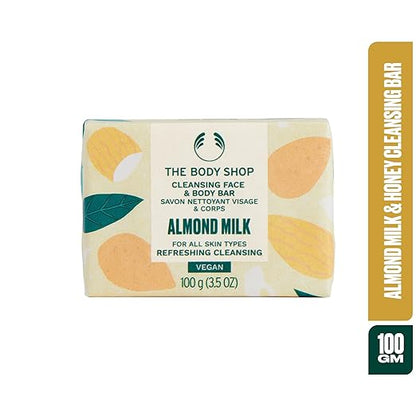 The Body Shop Almond Milk Cleansing Face & Body Bar - PUSHMYCART