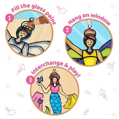Imagimake Window Art - Princess - 16 Pieces Glass Painting Set
