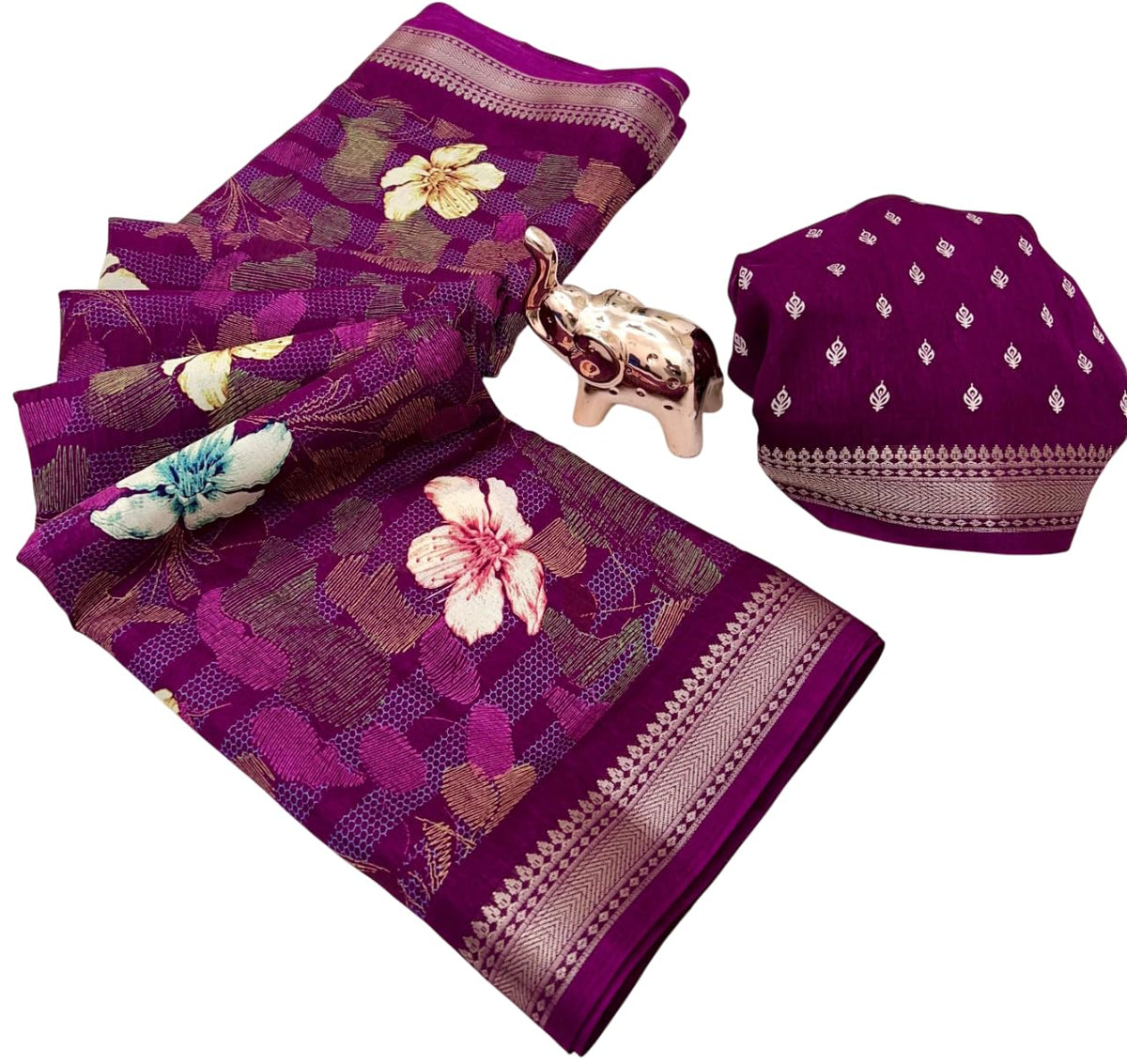Vasthrlay Classic Tussar Floral Saree for festive ethnic occasions