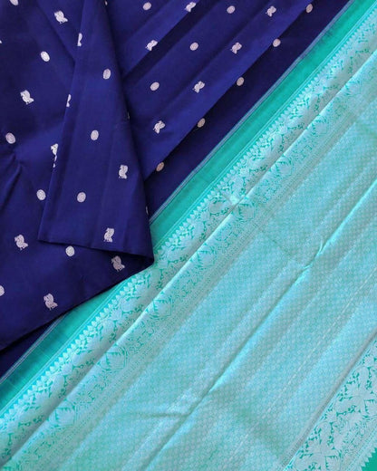 Vasthrlay Banarasi Silver Saree with decorative woven design