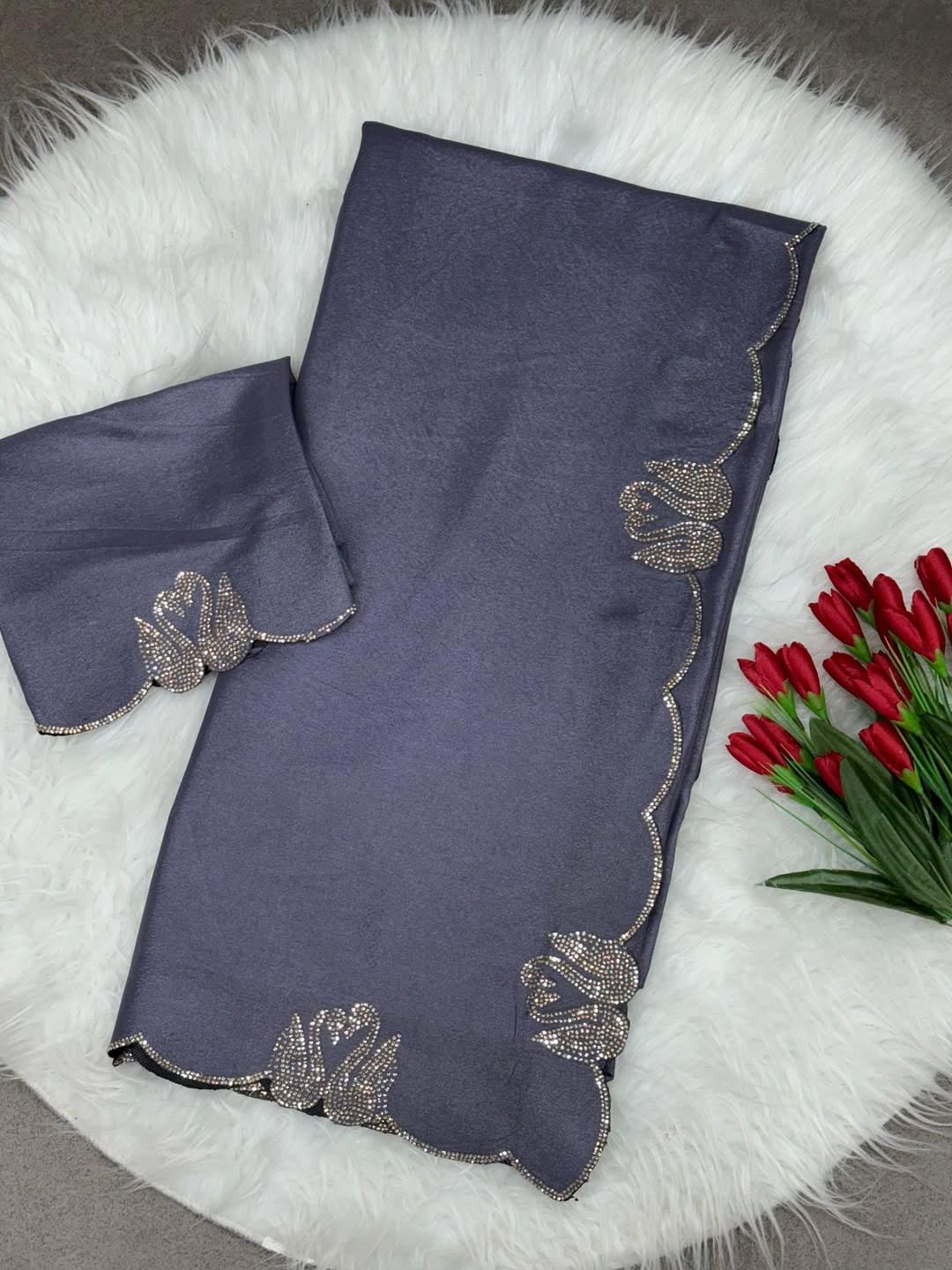 Vasthrlay Border Saree in Purple with refined ethnic ethnic appeal