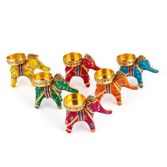 Jeevan Handicraft Elephant Tealight Candle Holder 10 cm Pack of 6
