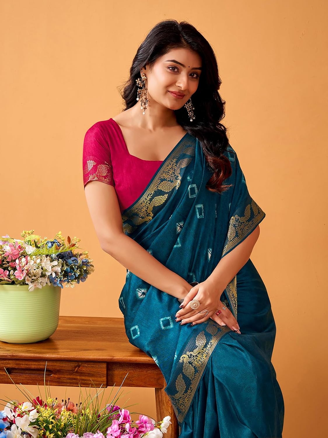 Vasthrlay Red Traditional Saree for wedding and party wear styling