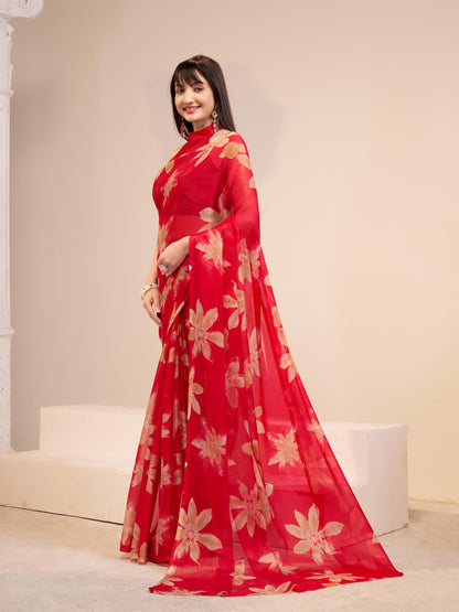 Vasthrlay Classic Floral Saree with elegant chiffon styling