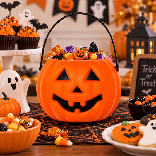 Wanna Party Jack O Lantern Pumpkin Basket Halloween Trick or Treat Candy Bucket