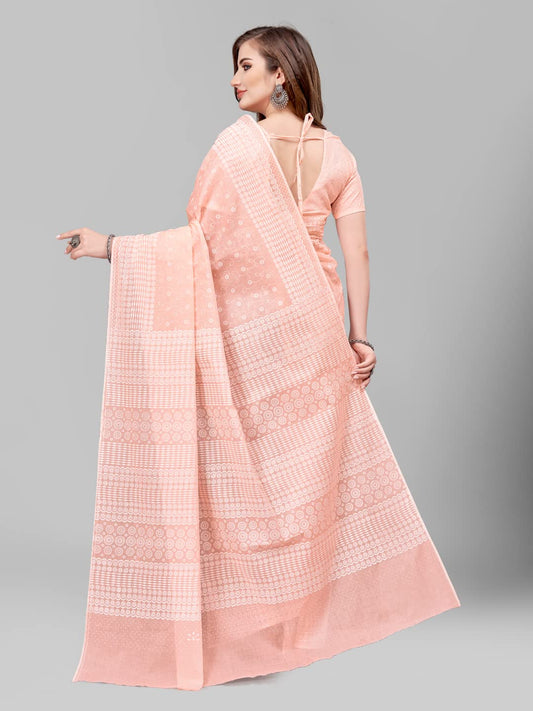 Vasthrlay Beige Saree with elegant cotton and printed styling