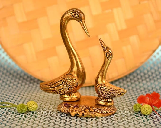 Metal Kissing Duck Transparent Glass Bowl