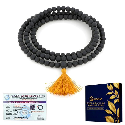 AVORA Karungali Malai 108 Beads Natural Ebony Wood Mala