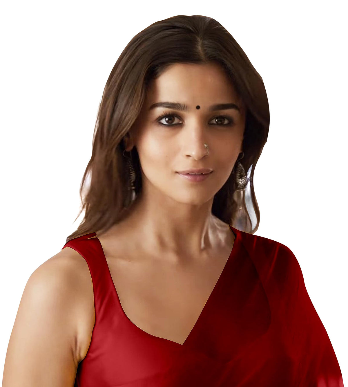 Vasthrlay Georgette Red Saree with decorative traditional design