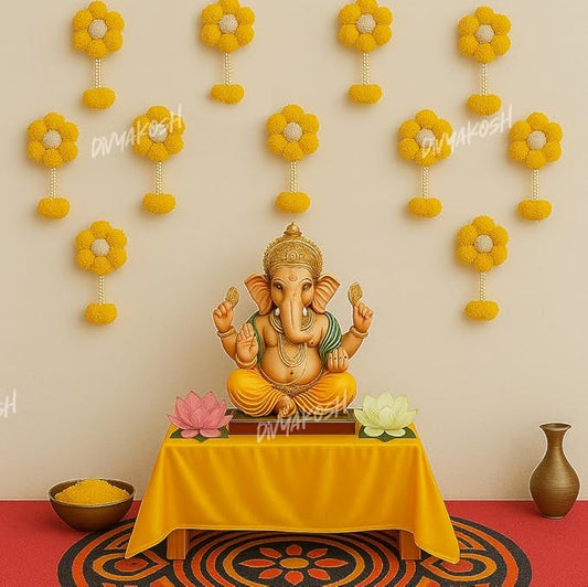 Divyakosh Marigold Flower Backdrop Items(8 Pcs) - PUSHMYCART