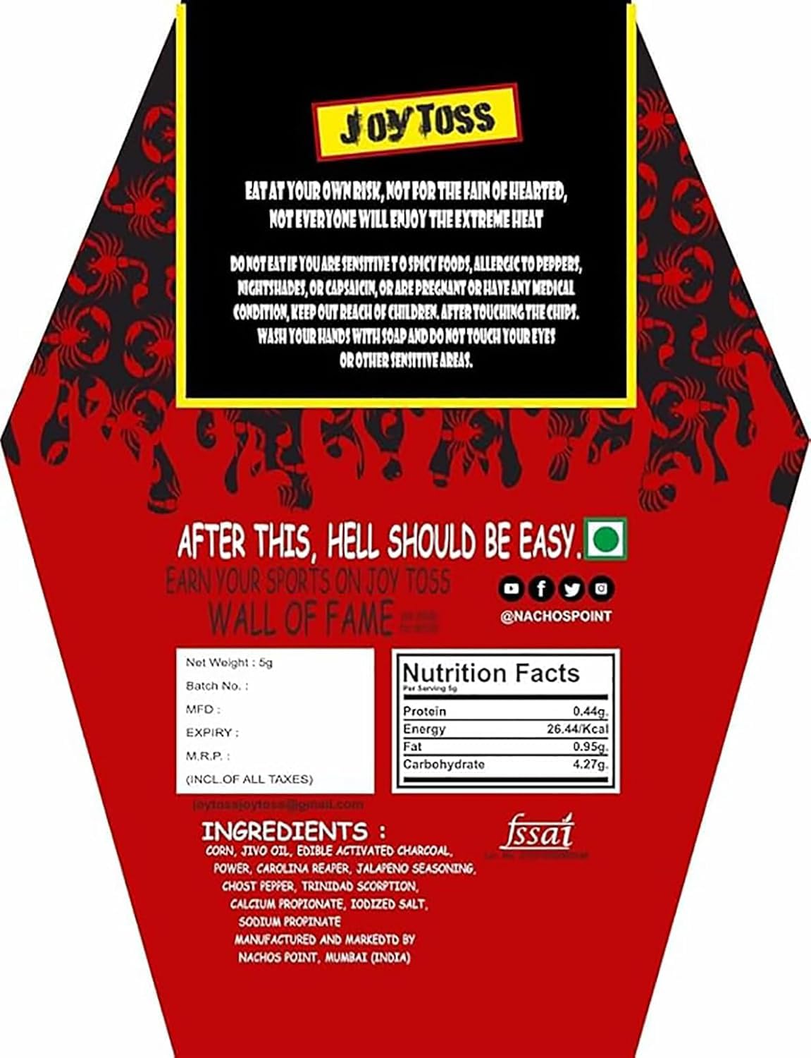 Joytoss One Chip Challenge Red Extreme Spicy Tortilla Chip 5g