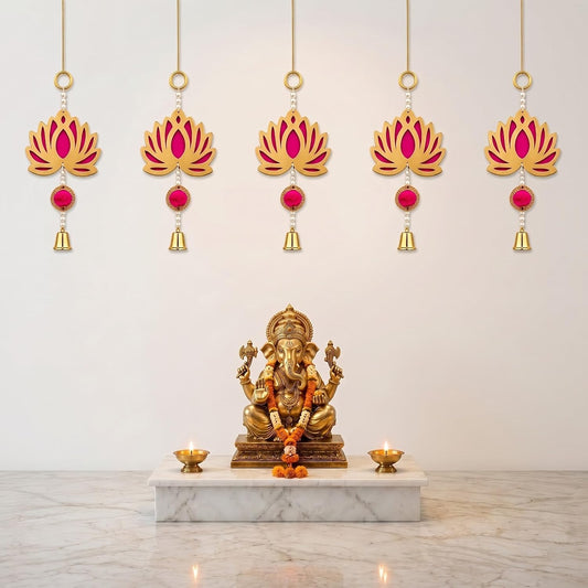 Jeevan Handicraft Golden Bell Lotus Hanging
