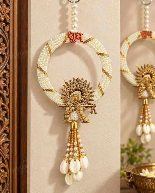 Divyakosh Shubh Labh Krishna Pearl Ring Wall Door Hanging Pair