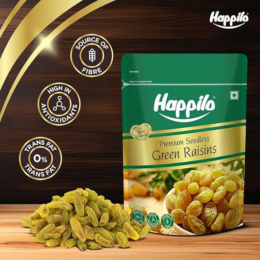 Happilo Dried Seedless Green Raisins - PUSHMYCART